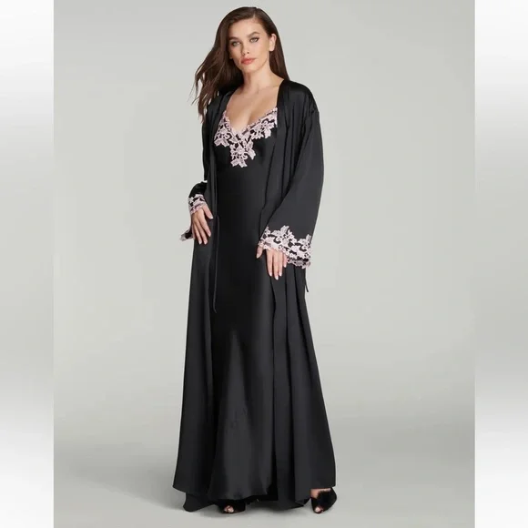NWT Agent Provocateur 100% Silk Darina Dressing Gown Black Robe Luxury Lingerie - Picture 4 of 17